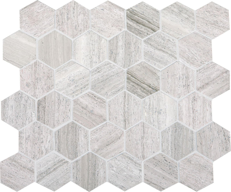 Chenille White 2x2 Hexagon Honed Limestone  Mosaic