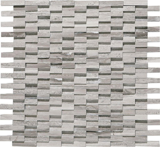 Chenille White 2x3/8 Cladding Polished Limestone  Mosaic