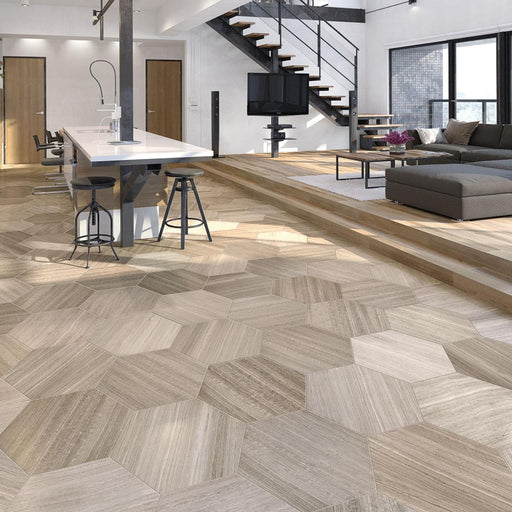 Chenille White Limestone Tile 18x20-3/4 Honed   3/8 inch