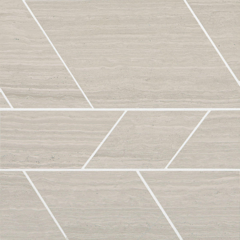 Chenille White Polished Limestone  Mosaic