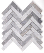 Chevron Herringbone City Grey Polished Marble  Mosaic