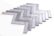 Chevron Herringbone City Grey Polished Marble  Mosaic