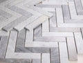Chevron Herringbone City Grey Polished Marble  Mosaic