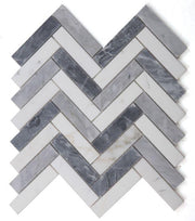 Chevron Herringbone Dusk Polished Marble  Mosaic