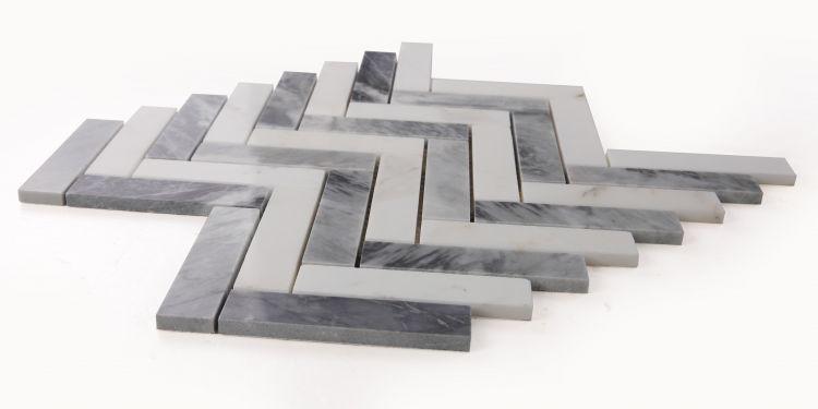 Chevron Herringbone Dusk Polished Marble  Mosaic