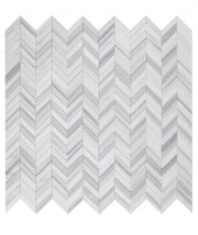 Chevron Herringbone Marmala White Honed Marble  Mosaic