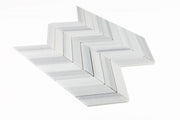Chevron Herringbone Marmala White Honed Marble  Mosaic