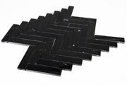 Chevron Herringbone Marquina 1x4  Polished Marble  Mosaic