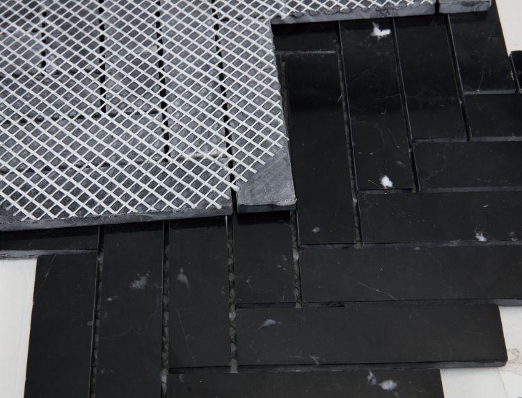 Chevron Herringbone Marquina 1x4  Polished Marble  Mosaic