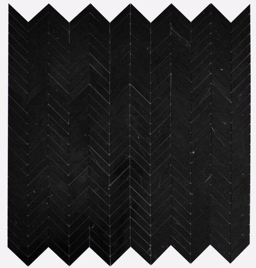 Chevron Herringbone Marquina Polished Marble  Mosaic