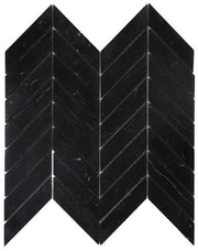 Chevron Herringbone Marquina Polished Marble  Mosaic
