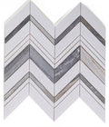 Chevron Herringbone Ravenna Blue Polished Marble  Mosaic