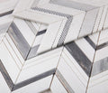 Chevron Herringbone Ravenna Blue Polished Marble  Mosaic
