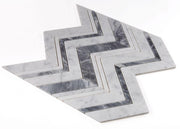 Chevron Herringbone Ravenna Lava Polished Marble  Mosaic