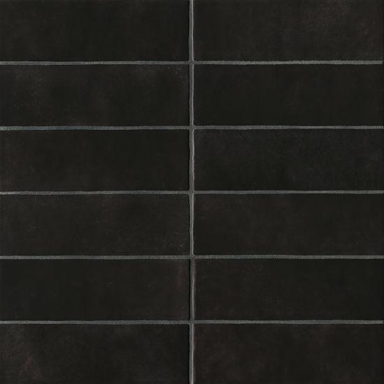 Cloé Black Glossy 2-1/2x8 Ceramic  Tile