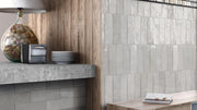 Cloé Grey Glossy 2-1/2x8 Ceramic  Tile
