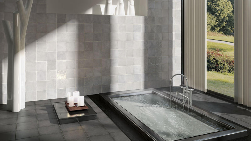 Cloé Grey Glossy 5x5 Ceramic  Tile