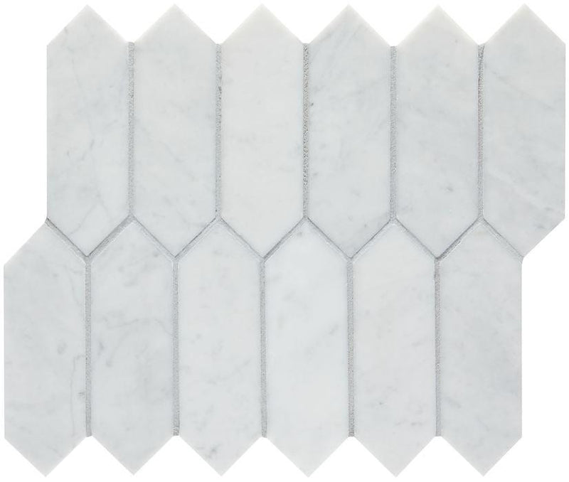 Completa Bianco Venatino Picket Honed Marble  Mosaic