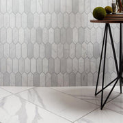 Completa Bianco Venatino Picket Honed Marble  Mosaic