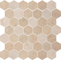 Corton Limestone Mosaic Sable Honed 2x2 Hexagon.