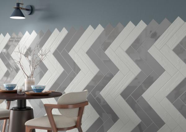 Cosmopolitan Grey Deco Glossy 4x16 Ceramic  Tile