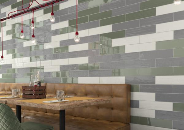 Cosmopolitan Grey Deco Glossy 4x16 Ceramic  Tile