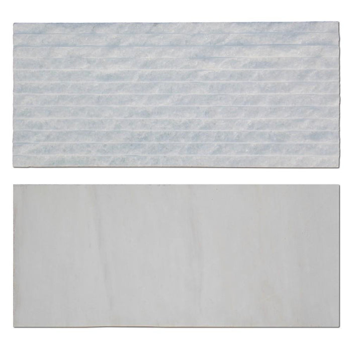 Crystal White Marble Veneer 8x18 Splitface