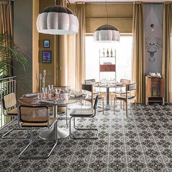 D Segni Terrazzo Fleur De Lis Deco Matte 8x8 Porcelain  Tile