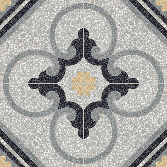D Segni Terrazzo Fresco Deco Matte 8x8 Porcelain  Tile