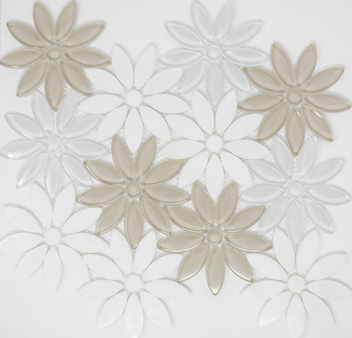 Daisy Beige Flower  Glass  Mosaic