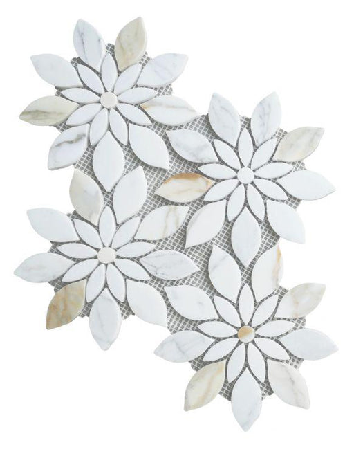 Daisy Bloom Calacatta Flower Polished Marble  Mosaic