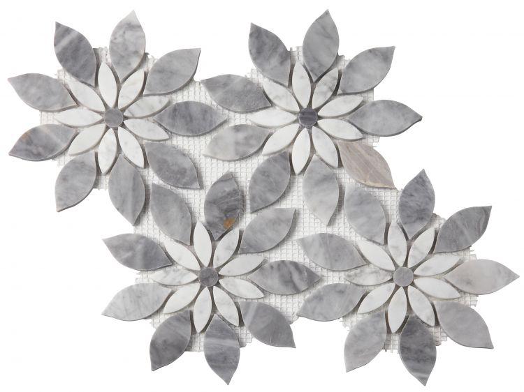 Daisy Bloom Dusk Flower Polished Marble  Mosaic