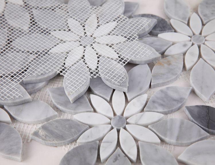 Daisy Bloom Dusk Flower Polished Marble  Mosaic