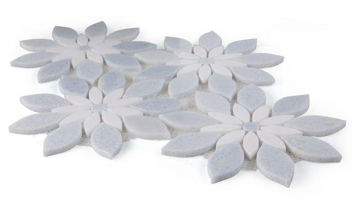 Daisy Bloom Ocean Flower Polished Marble  Mosaic