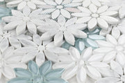 Daisy Blue Flower  Glass  Mosaic
