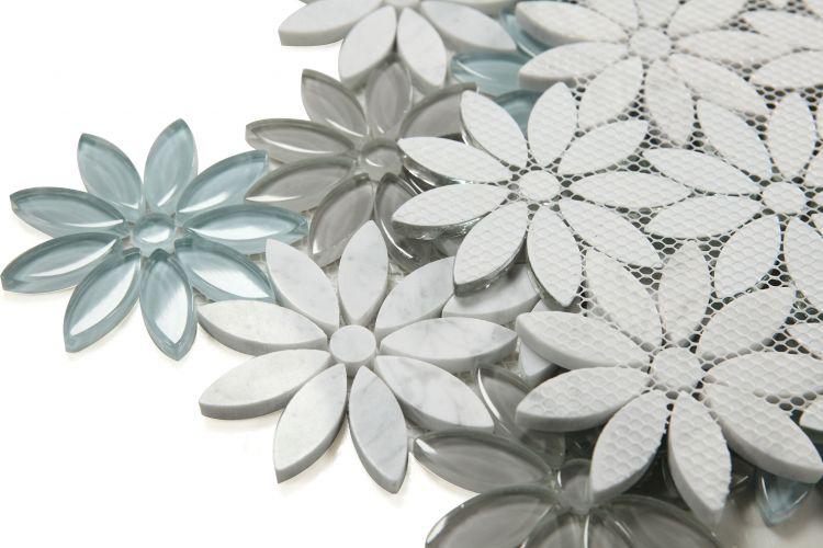 Daisy White Sky Flower  Glass  Mosaic