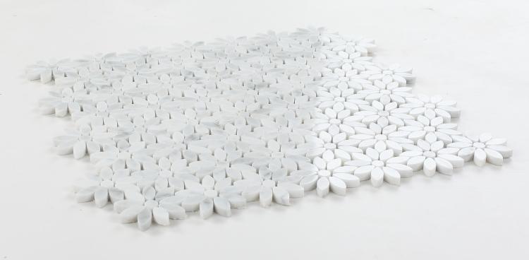 Daisy Wild Carrara Flower Polished Marble  Mosaic