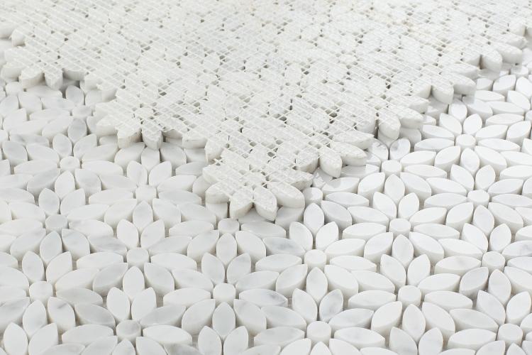 Daisy Wild Carrara Flower Polished Marble  Mosaic