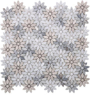 Daisy Wild Sky Flower Polished Marble  Mosaic
