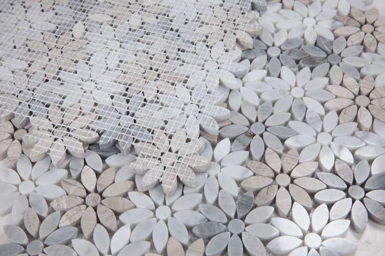 Daisy Wild Sky Flower Polished Marble  Mosaic