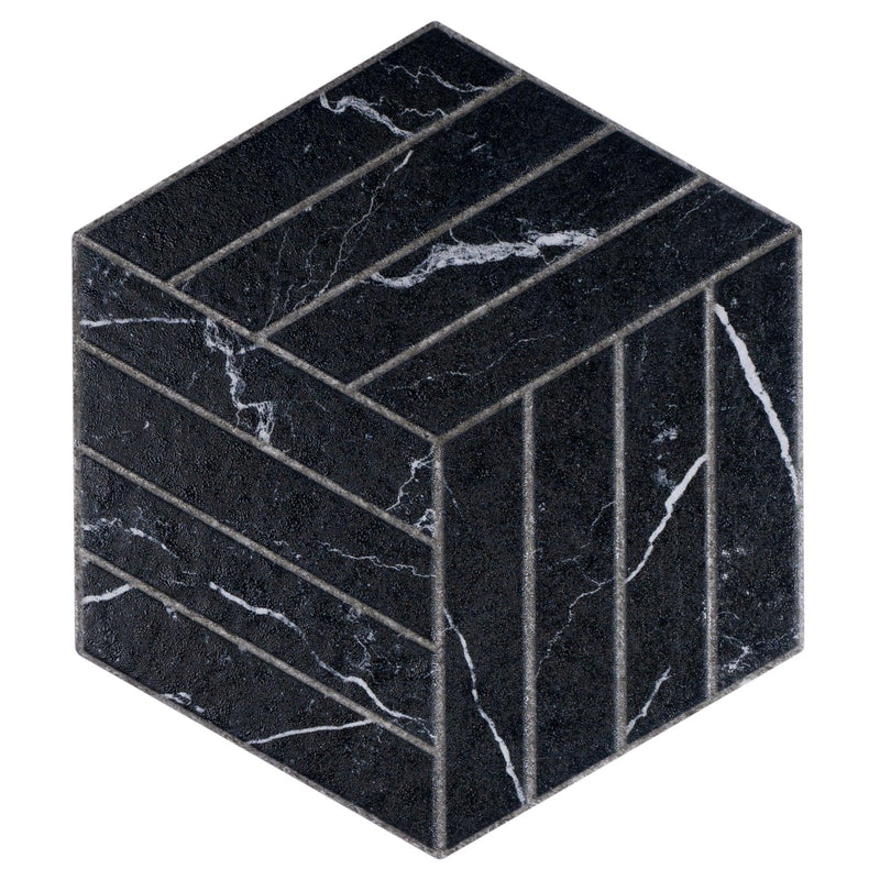 Devon Black 8x9 Porcelain  Tile