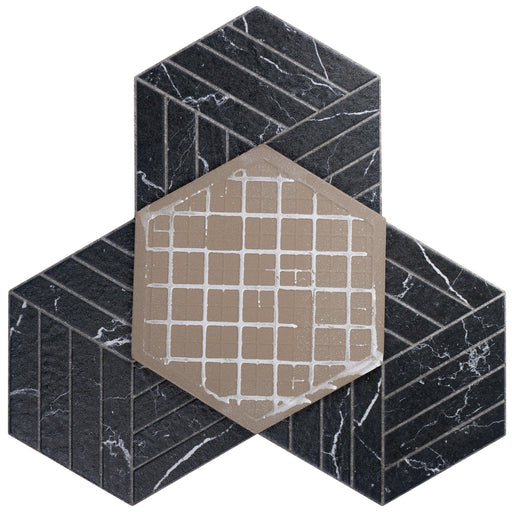 Devon Black 8x9 Porcelain  Tile