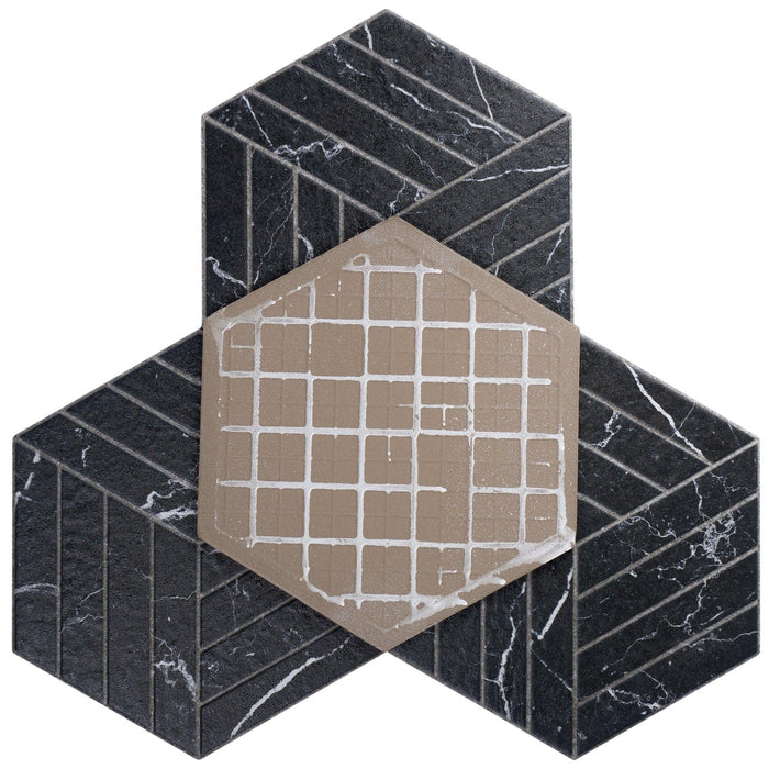Devon Black 8x9 Porcelain  Tile
