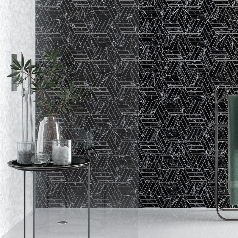Devon Black 8x9 Porcelain  Tile
