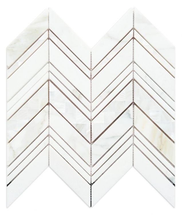 Diana Ravenna Calacatta Chevron  Pearl  Mosaic