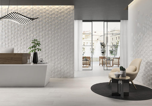 Dimensions White Quasar Glossy 6x7 Ceramic  Tile