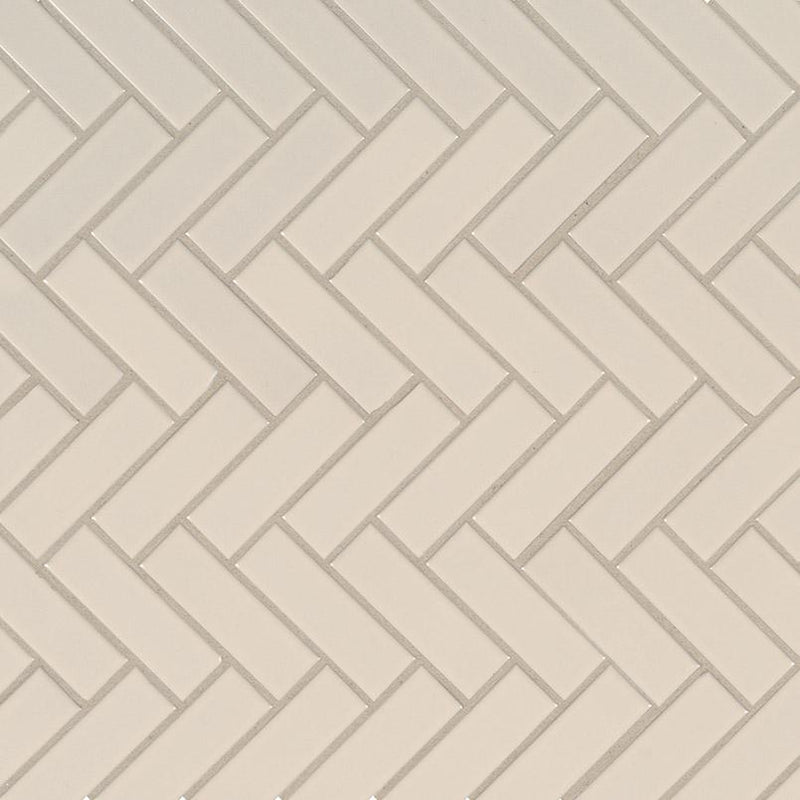 Domino Almond 1x3 Herringbone Glossy Porcelain  Mosaic