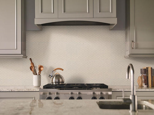 Domino Almond Pennyround Glossy Porcelain  Mosaic