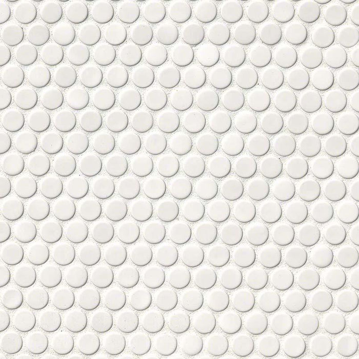 Domino Bianco Pennyround Glossy Porcelain  Mosaic