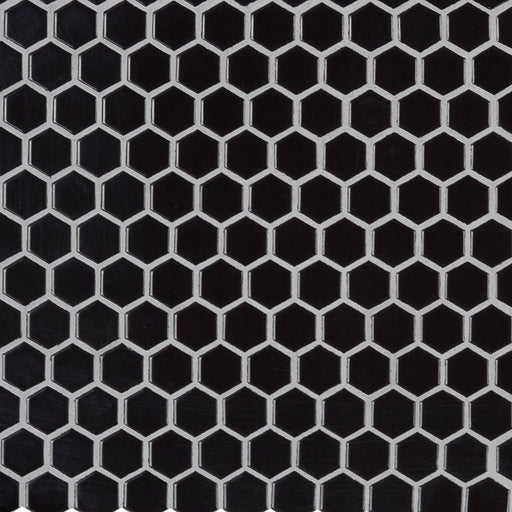 Domino Black 1x1 Hexagon Glossy Porcelain  Mosaic
